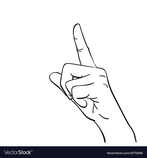 Forefinger pointing up gesture sketch hand drawn Vector Image