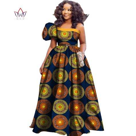 Bintarealwax Fashion African Dresses For Women One Shoulder High Waist