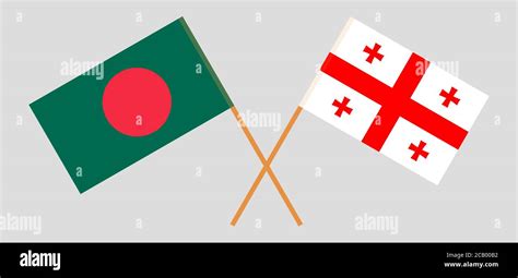 Crossed Flags Of Bangladesh And Georgia Official Colors Correct