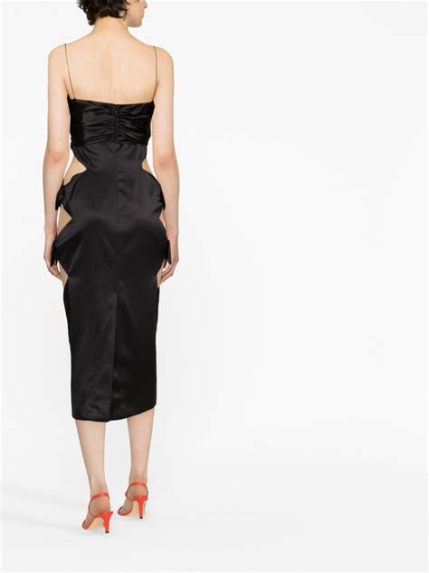 Alessandra Rich Cut Out Bow Embellished Midi Dress Black Farfetch