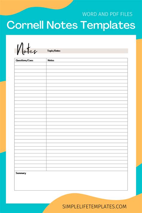 Cornell Note Taking Template Artofit