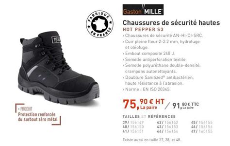 Promo Chaussures De Sécurité Hautes Hot Pepper S Gaston Mille chez Quéguiner iCatalogue fr