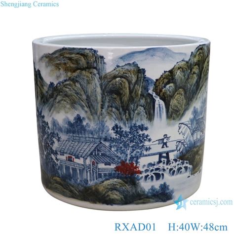 RXAD01 Jingdezhen High Quality Hand Painted Landscape Pattern Cylinder