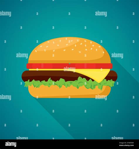 Hamburger With Meat Lettuce Cheese And Tomato Fast Food Vector