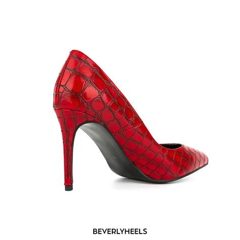 Emma Jones Pointed Toe Stiletto Heels Crocodile Pattern Pumps Red In Sexy Heels And Platforms