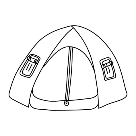 A tent with two windows. Hand drawn vector illustration in doodle style on white background ...