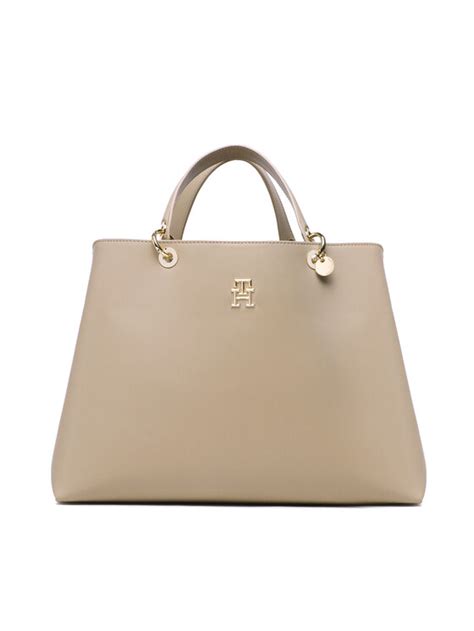 Tommy Hilfiger Handtasche Th Chic Satchel AW0AW14784 Beige Modivo De