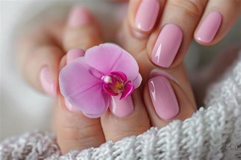 Premium Photo Relaxing Pink Manicure And Pedicure With A Orchid Flower