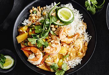 Garnelen Mango Curry Mit Reis Frisch Gekocht