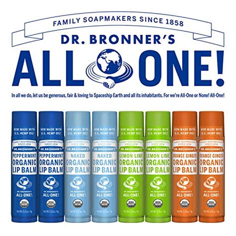 Dr Bronner S Organic Lip Balm Pack Variety Peppermint Orange Ginger Naked Lemon Lime