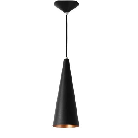 Pendente Cone Alum Nio Preto Cobre Premium Roveda Preto Cobre