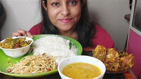 Eating Show Rice Kadai Paneer Dal Aloo Vaja Mixed Veg