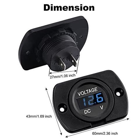 CrocSee 2 Pack DC 12V 24V Waterproof Car Voltmeter LED Digital Display