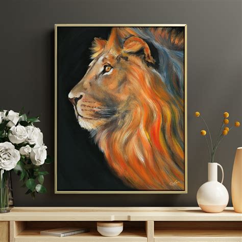 Lion Original Painting on Canvas Lion Acrylic Painting Modern - Etsy