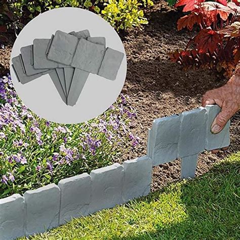 Lot De Bordures De Jardin En Plastique Abs Effet Pierre Gris