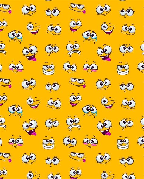 Seamless Pattern With Funny Cartoon Faces Graphic T Shirt For Sale By