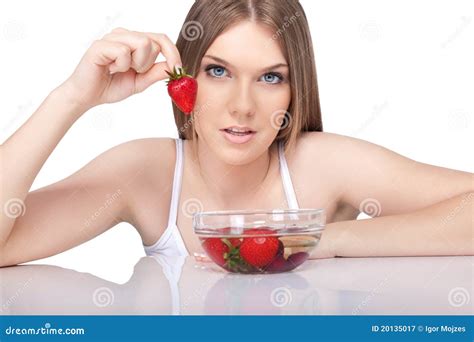 Strawberries Woman Stock Image Image Of Living Model 20135017