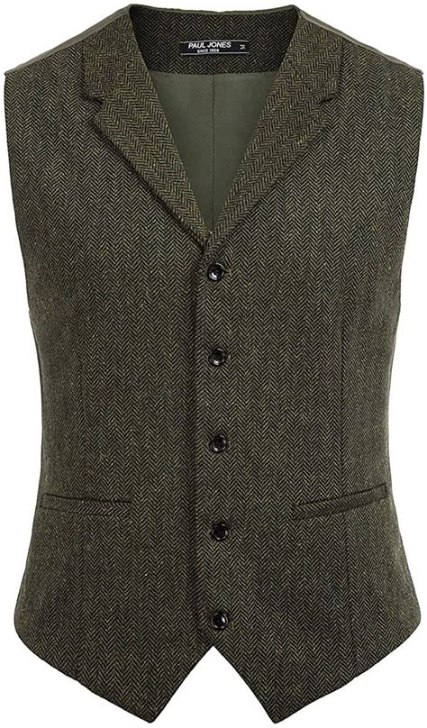 Pj Paul Jones Mens Tweed Suits Vest Classic Wool Blend Waistcoat V