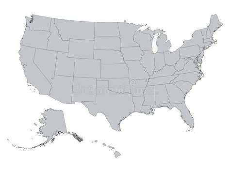 Blank Map Of United States Of America Vector Illustration In Grey On