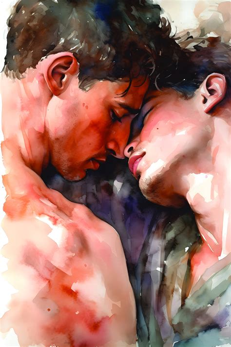 Watercolour Painting Gay Art Male Painting Male Portrait Etsy