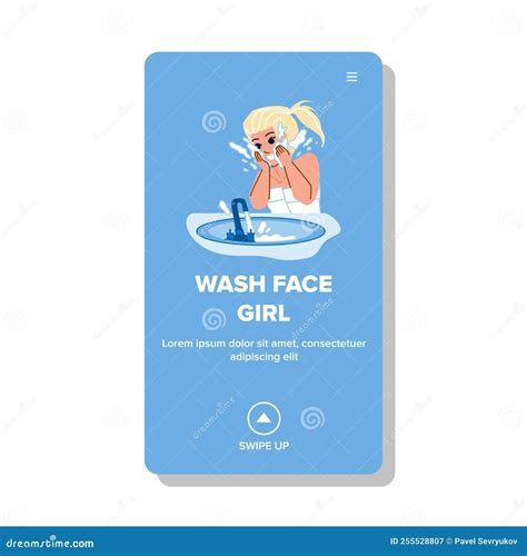 Wash face girl vector stock vector. Illustration of cosmetic - 255528807