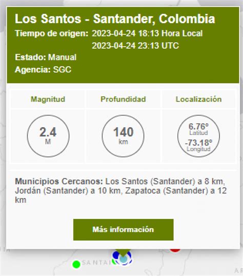 Temblor Hoy Temblor En Colombia Lunes 24 De Abril En Colombia ¿dónde Fue El Epicentro Y De