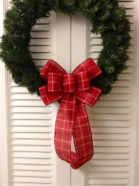 Handmade Christmas Bows Cherry Red Plaid Wreath Bow Handmade