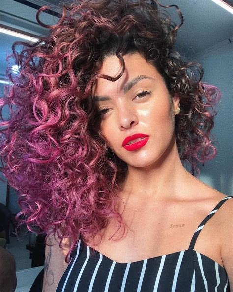 Curly Hair Inspiration Cabelo Cabelos Cacheados Coloridos Cabelos