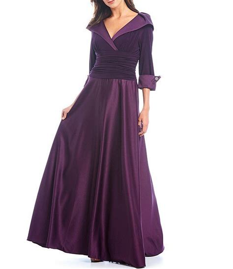 Jessica Howard Satin Portrait Collar Ballgown Dillards Long