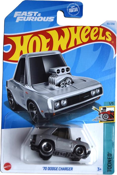 Amazon Hot Wheels 70 Dodge Charger Tooned 1 5 Silver Fast Furious 161 250 Toys Games