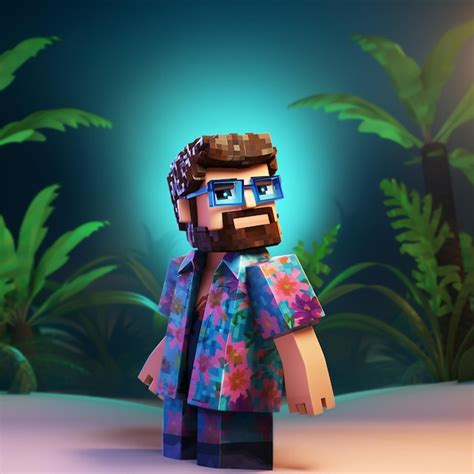 Un Personnage De Minecraft Avec Des Lunettes Noires Neckbeard A Photo