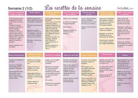 Menus R Gime Minceur Gratuits Imprimer Des Semaines De Repas Pour