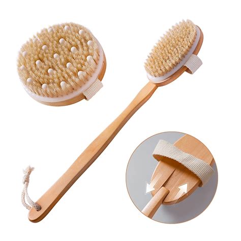 Dry Brushing Body Brush Set Of 2 Natural Bristle Dry Skin Exfoliating