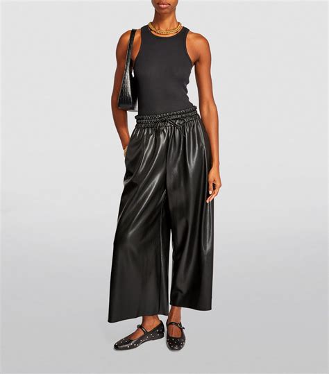 Womens Weekend Max Mara Black Faux Leather Cropped Trousers Harrods UK