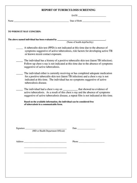 Tuberculosis Screening Form Pdf Fill Out And Sign Online Dochub