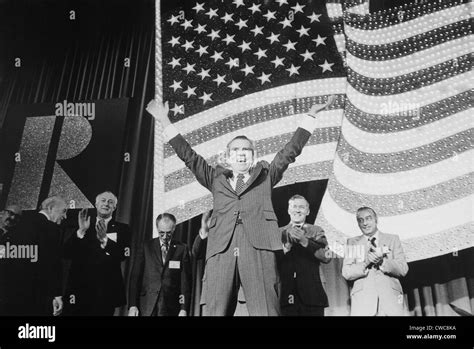 President Richard Nixon Making His Signature V Gesture At National