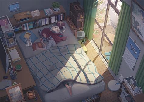 HD wallpaper: Anime, Girl, Cat, Room, one person, indoors, window, real ...