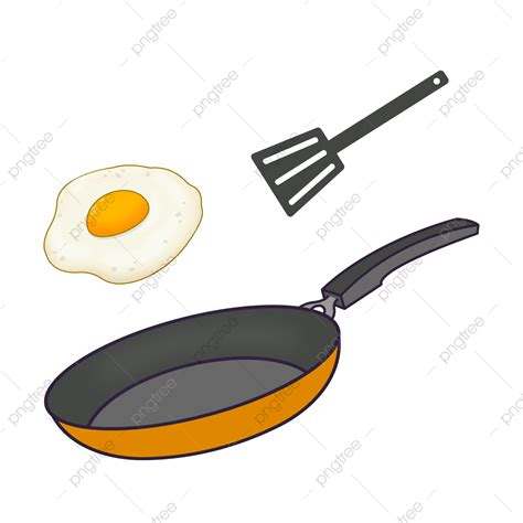 Frying Pan Clipart Transparent Background Floating Fired Egg With