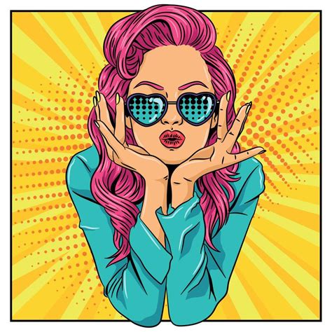 Pop Art Retro Woman Throwing A Kiss On A Comic Page Vector Art