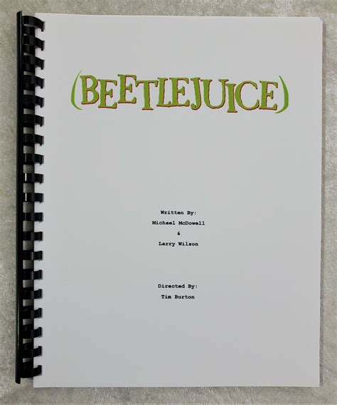 Beetlejuice Movie Script Reprint Screenplay Film Script 1988 Michael