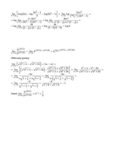 Oblicz Granice 1 Tex Lim N To Infty 4log 2n Log Frac 2n 2