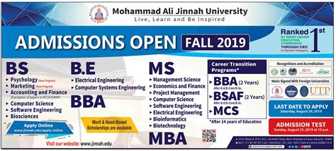 Muhammad Ali Jinnah University Admissions 2019 Resultpk
