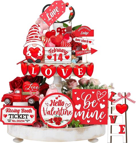 Amazon Mifoci 15 Pcs Valentine S Day Tiered Tray Decor Valentines