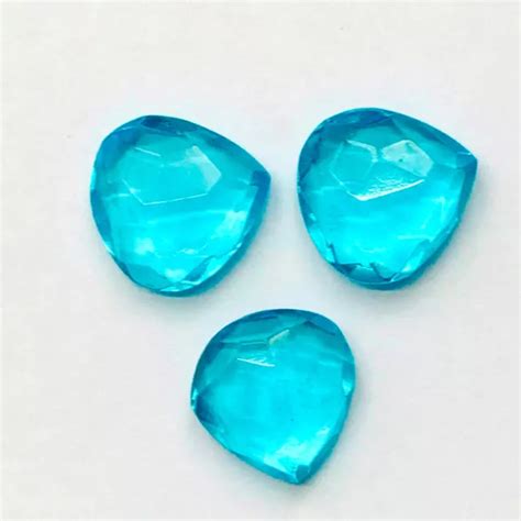 3 PCS LOTS Top Quality Blue Topaz Hydro Quartz Pear Shape Gemstone