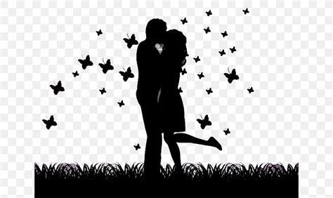 Kiss Couple Silhouette Romance PNG 650x488px Kiss Black And White