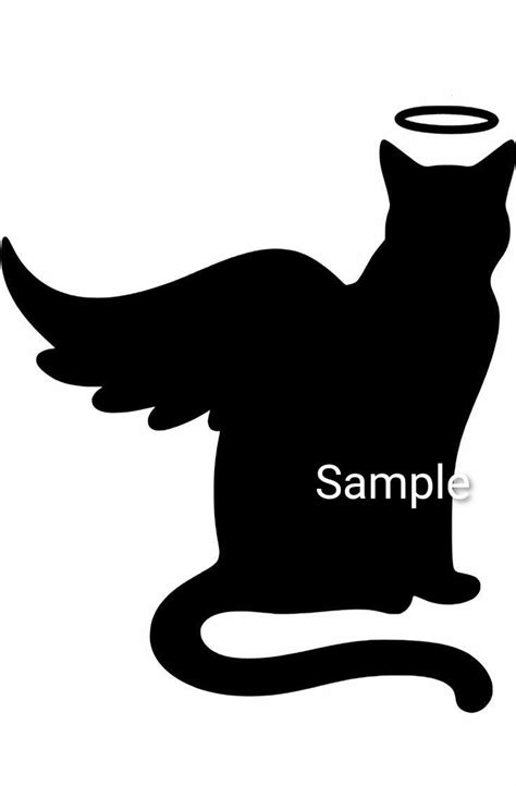 Cat With Angel Wings And Halo Clipart Silhouette Svg  Etsy