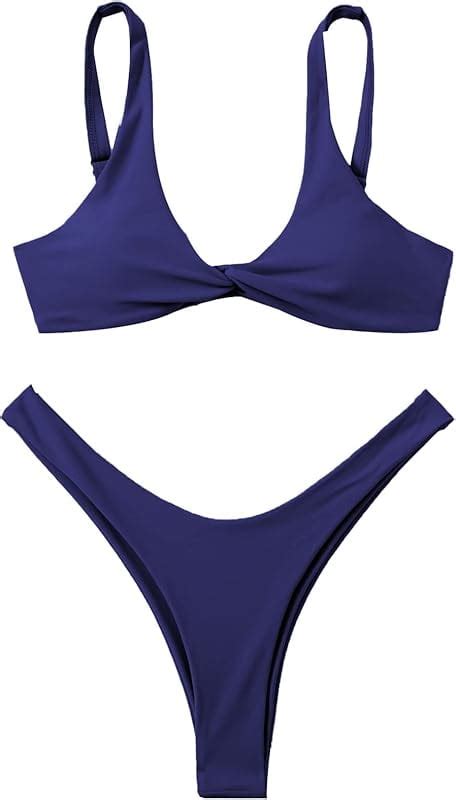 Verdusa Women S Twist Front High Cut Thong Two Piece Bikini Set Swimsuit Walmart