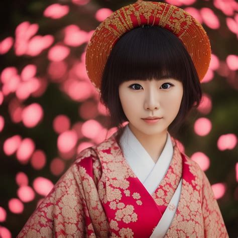 Una Mujer En Un Kimono Con Un Fondo Rosa Con Luces Rosas Detr S De Ella