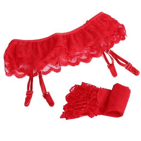 Jakanyq Womens Exotic Lingerie Lace Top Thigh Highs Stockings Socks Spaghetti Garter Belt