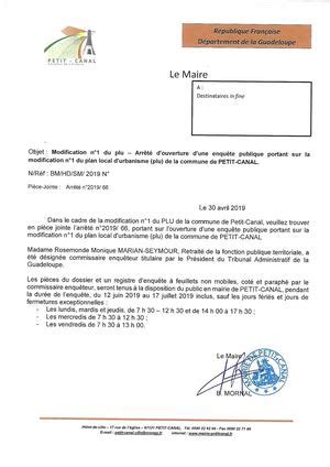 Calam O Modification Plu N Arrete Enquete Publique Diffussion